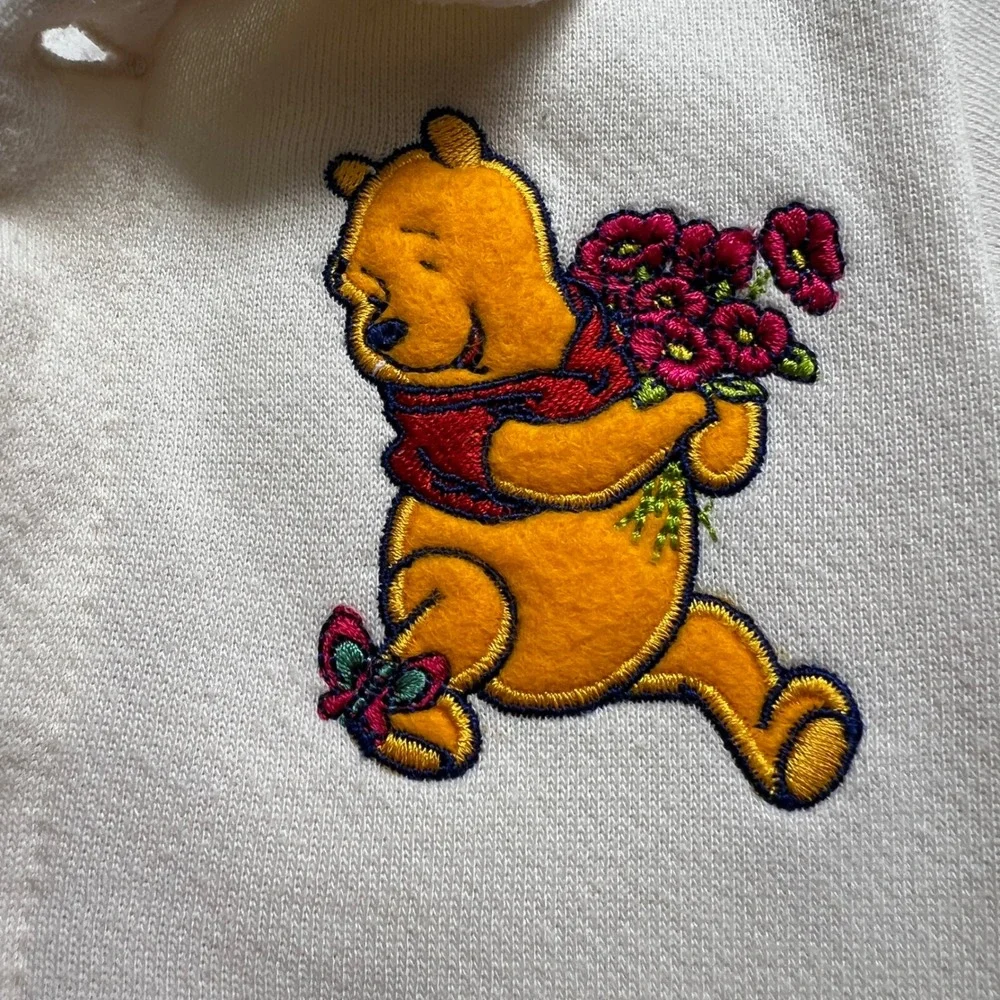 Vintage Winnie the Pooh Baby Bundle Sleeper Bodysuits Blanket Set White Yellow